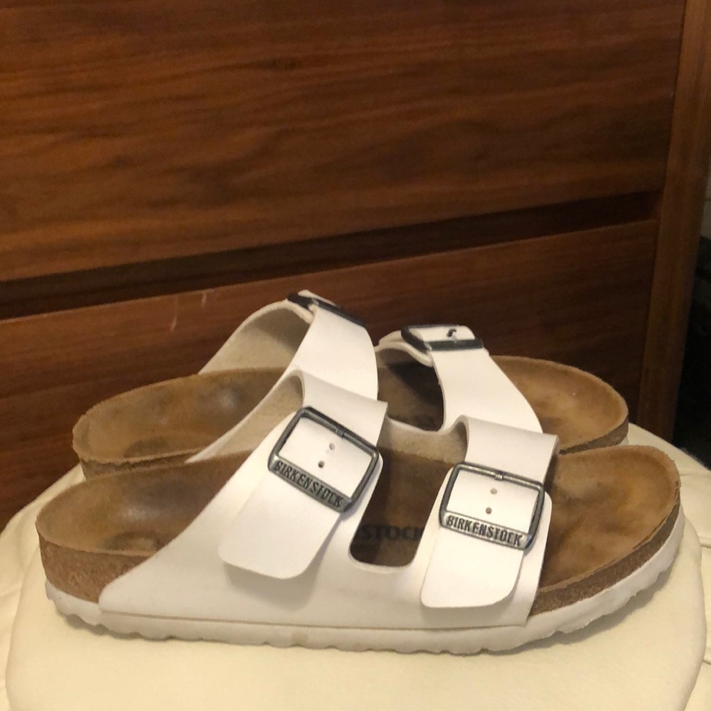 White Birkenstock Slides